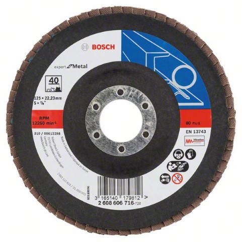 BOSCH FLAP DISCS BLUE METAL BOMB SHAPED125 MM GRIT 40 